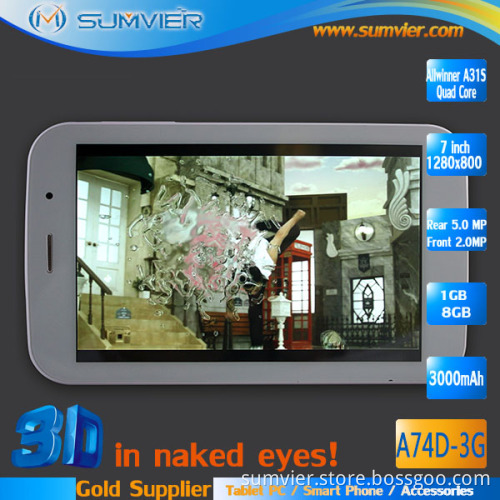 7inch Tablet PC 1g+8g IPS 3D Screen (A74D-3G)